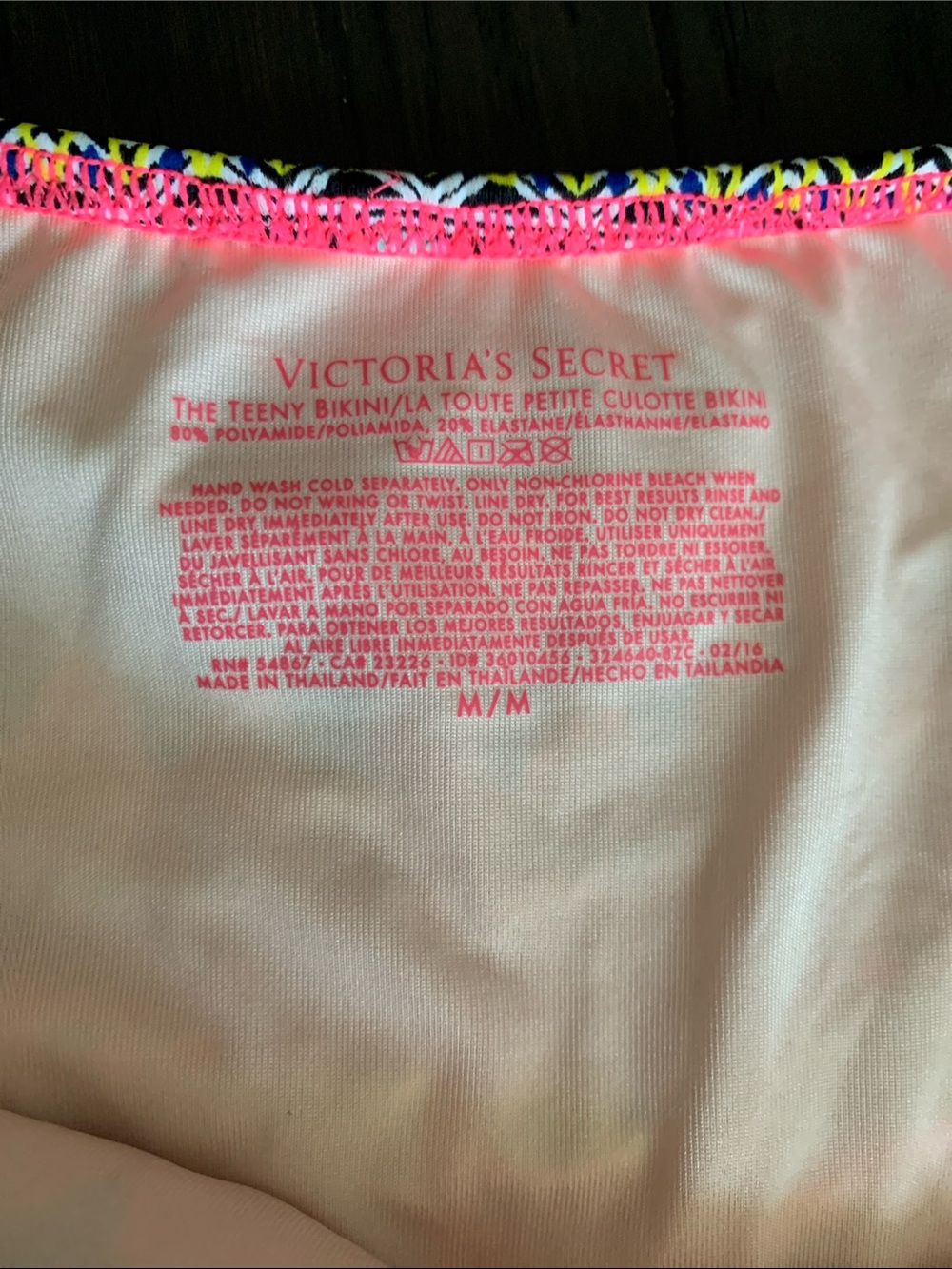 Victoria's Secret Neon Pink Multicolor Tribal Tie-Side Bikini Bottom - Picture 4 of 6